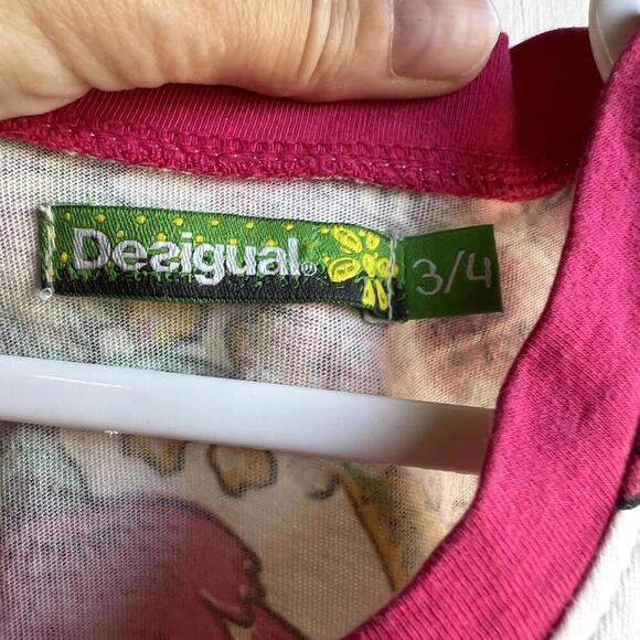 Desigual Girls Size 3/4 Pink White Floral Printed Sleeveless A Line Dress - Picture 4 of 13